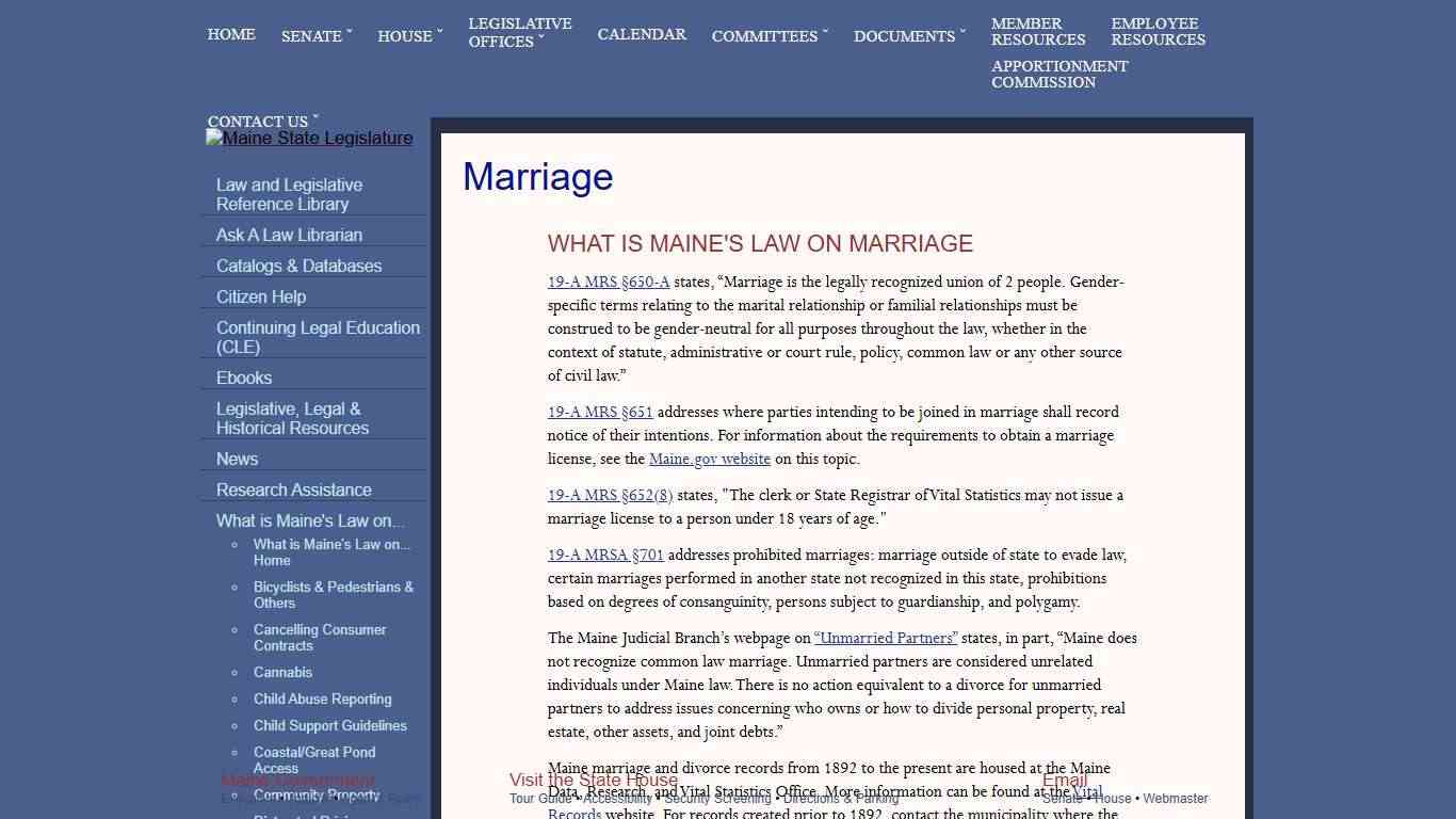 Marriage | Maine State Legislature